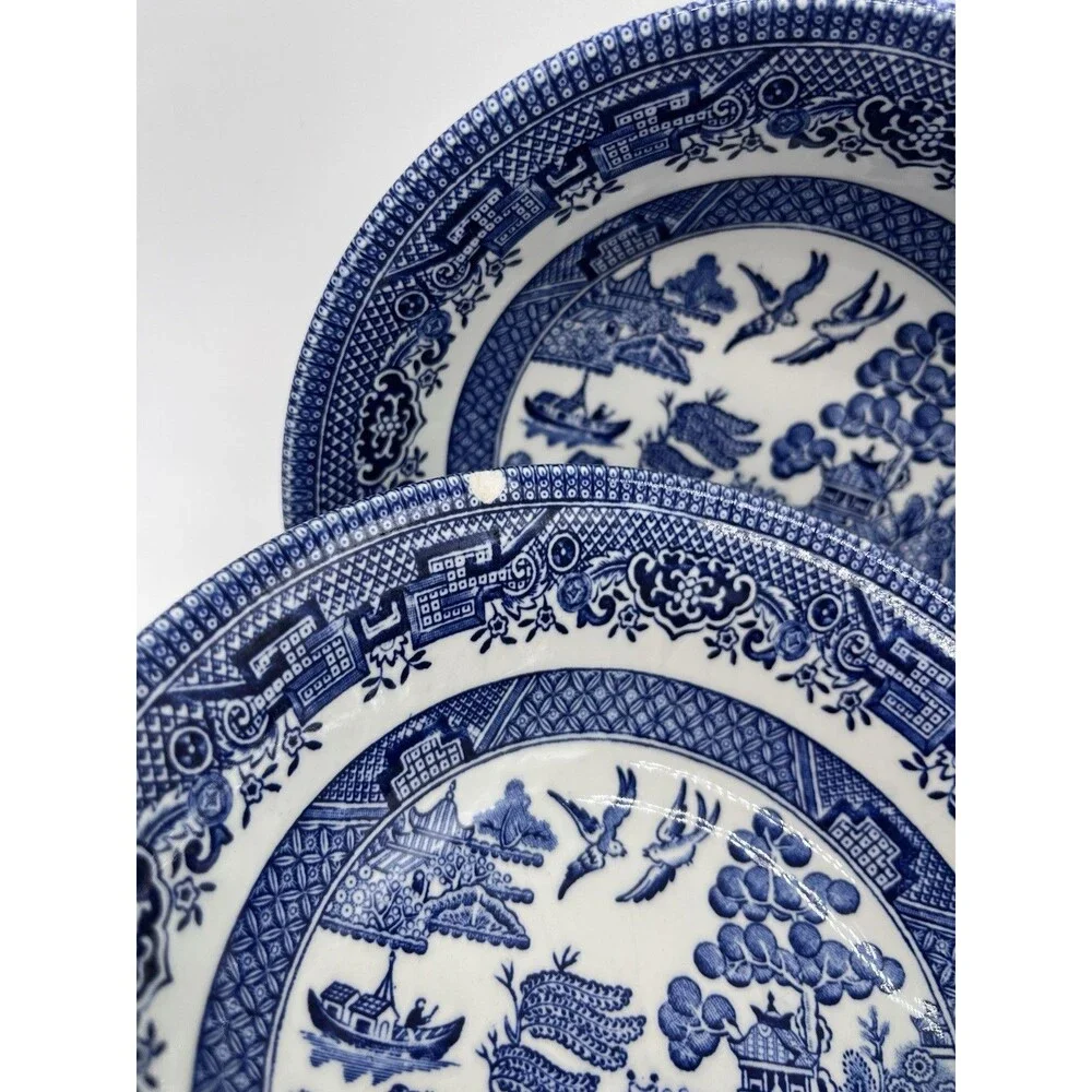 Set 8 Churchill Blue Willow Cereal / Dessert / Berry Bowls 6” England